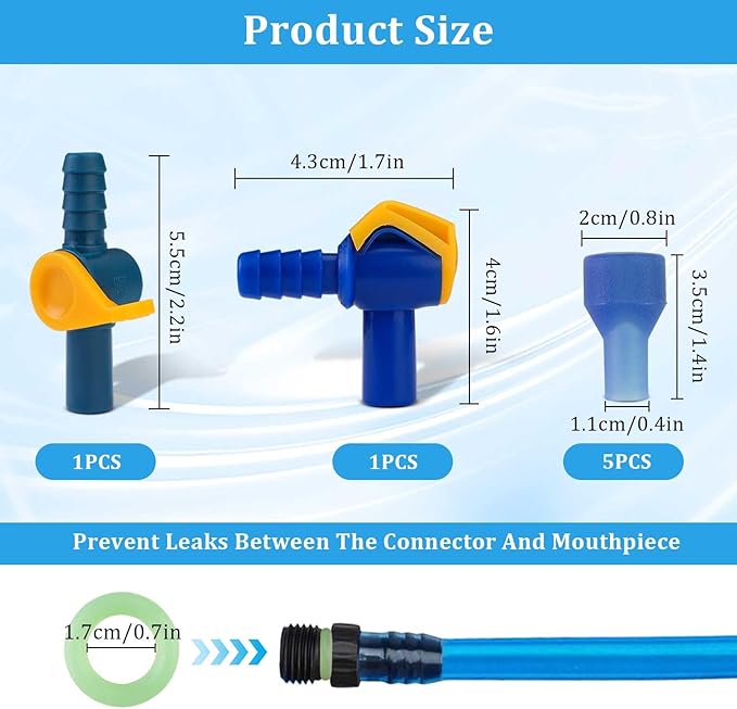 8Pcs Bite Valves Replacement Mouthpieces Set - Compatible with Most Water Bladders and Water Backpacks, Easy to Install Mouthpiece Replacement for Hiking, Biking, Camping Lovers