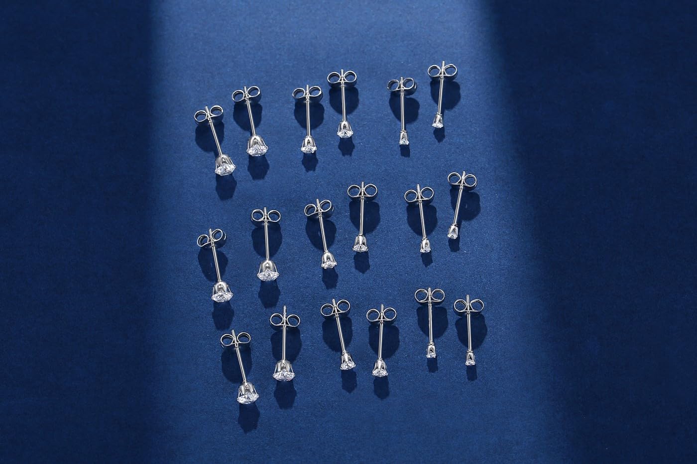 FOSIR Stud Earrings for Women, Stainless Steel 9 Pairs Cubic Zirconia Earrings Studs for Women, Hypoallergenic Earrings Set, 2mm 3mm 4mm