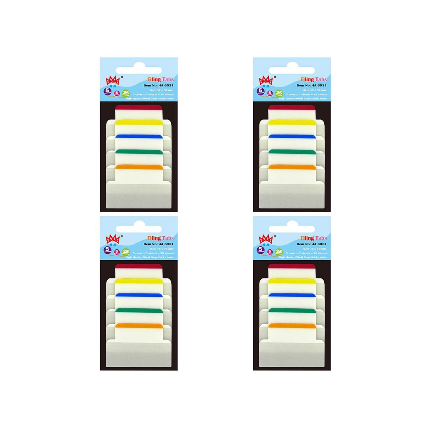 4A 100 Pcs Divider Sticky Tabs 1.2 x 2 in, Transparent Sticky Index Tabs Flags Page Markers for Books Notebooks Office School Supplies, 25 Sheets/Pack, 4 Packs, 4A 6031x4