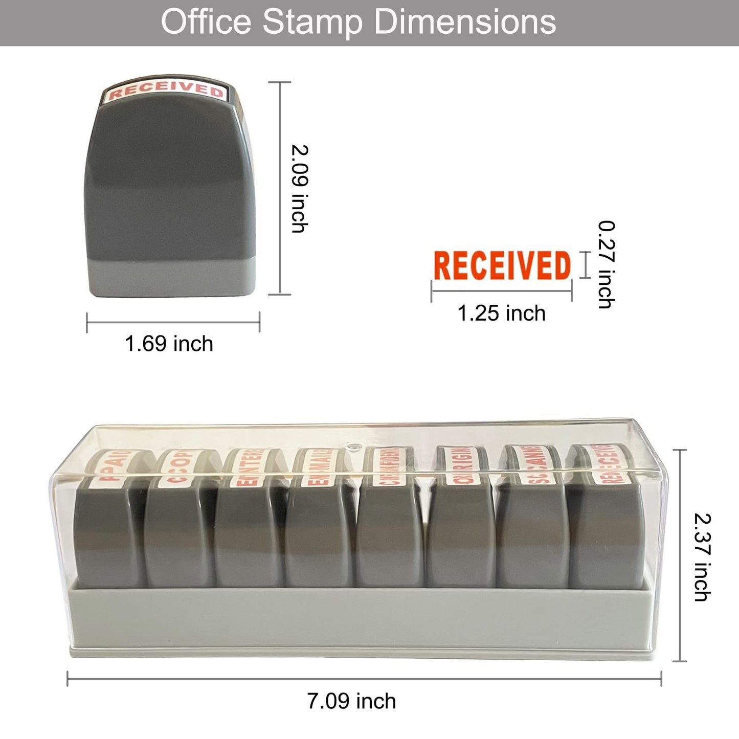 WAFJAMF Office Stamp Set 8Pcs Self-Inking Rubber Business Stamp - Red Ink