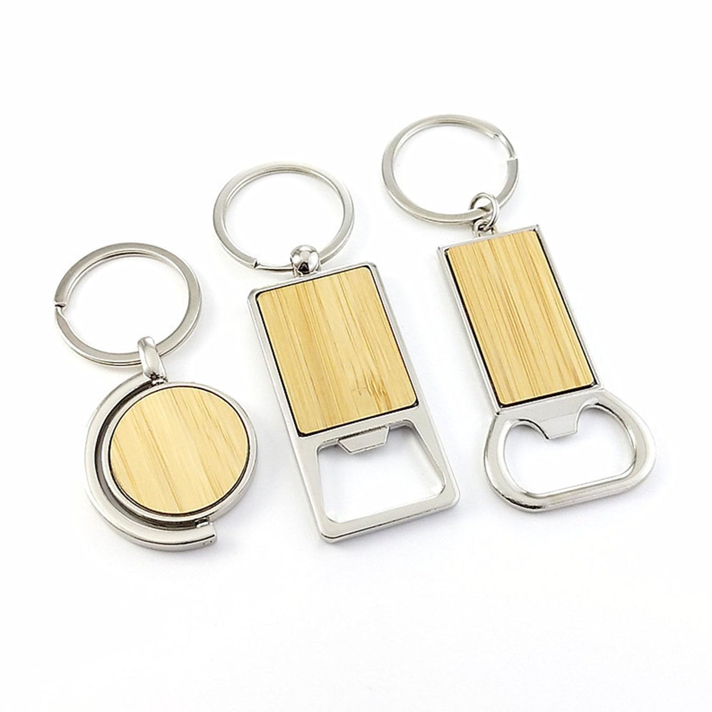 Frinnovan, 15 Pack Wooden Bottle Opener Keychains Blank Wood Openers Engraving Key Chains Tag for Engravable DIY Crafts (Rectangle 3)