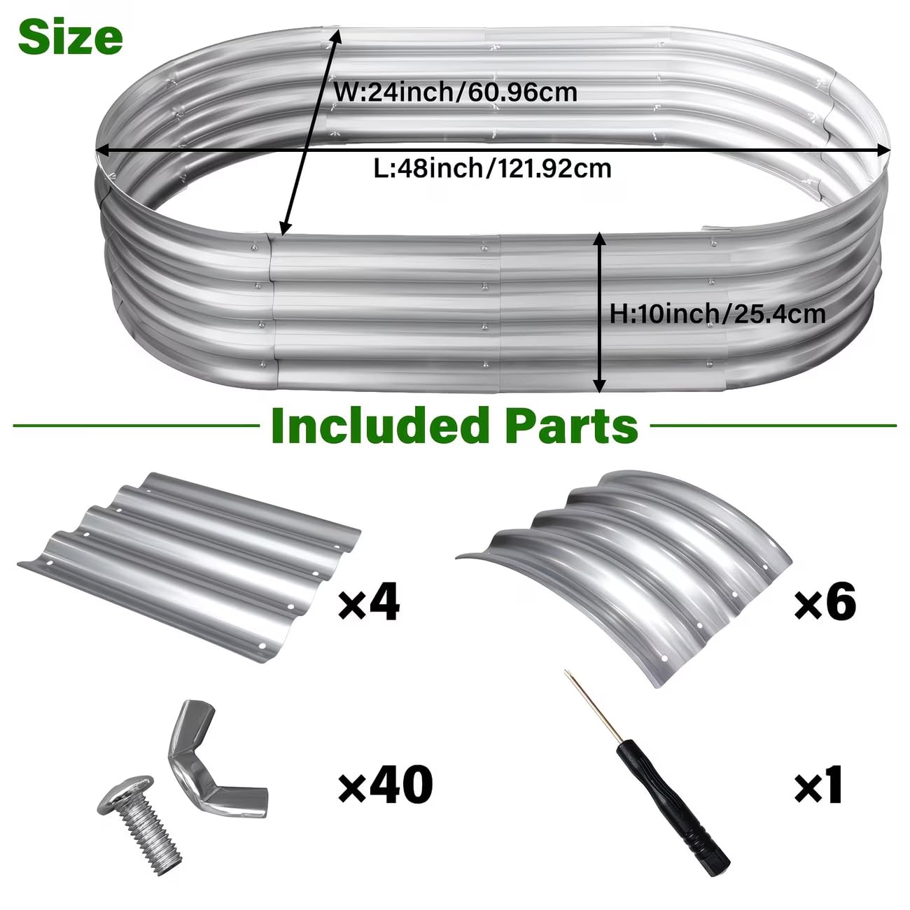 HGD Galvanized Raised Garden Bed Kit, Galvanized Planter Garden Boxes Outdoor, Oval Large Metal Raised Garden Beds for Vegetables & Flower (2 Pack)