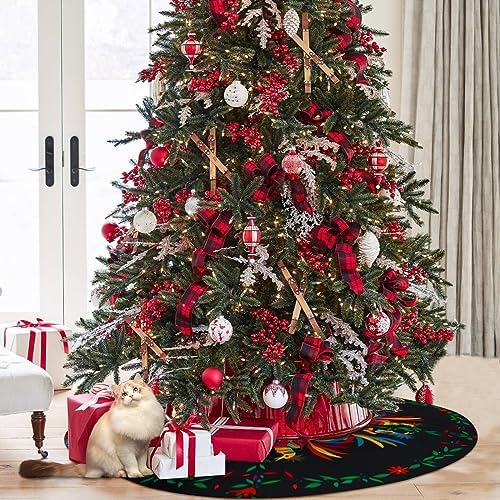Round Ethnic Mexican Christmas Tree Skirt 36 Inch
