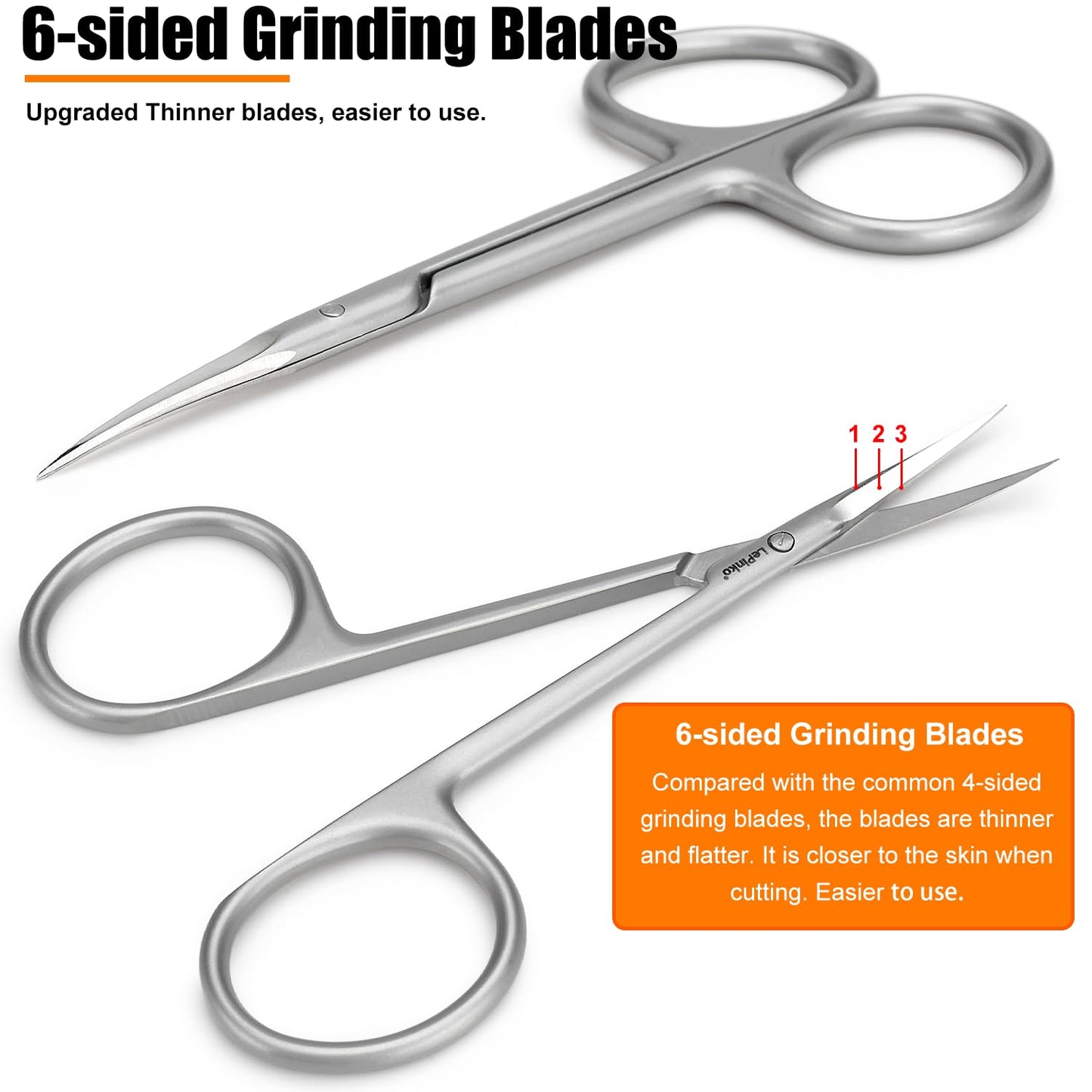 LePinko Cuticle Scissors, UPGRADED Fine Tip, for Manicure and Pedicure, Gifts for Men Women