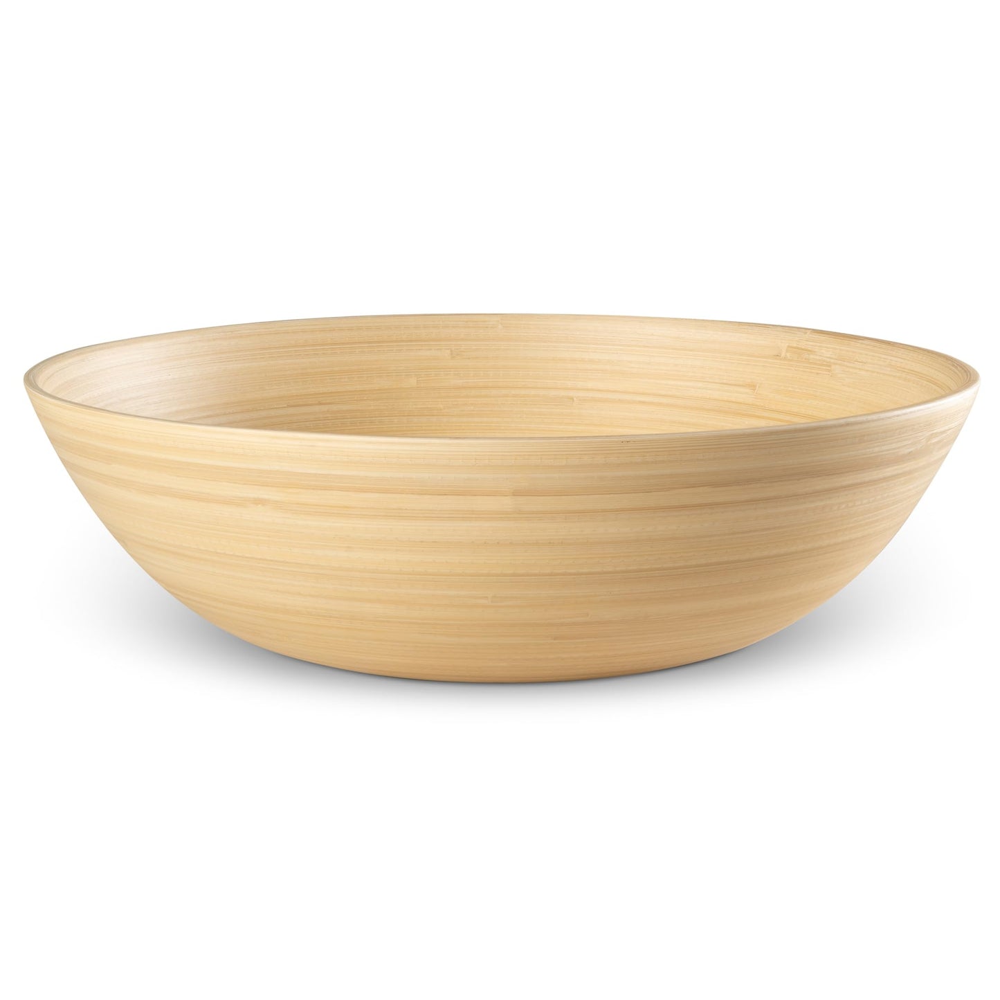 LEXA 12" Handmade Bamboo Salad Bowl – 130 oz Large Wooden Fruit Bowl for Kitchen Counter, Natural Bamboo
