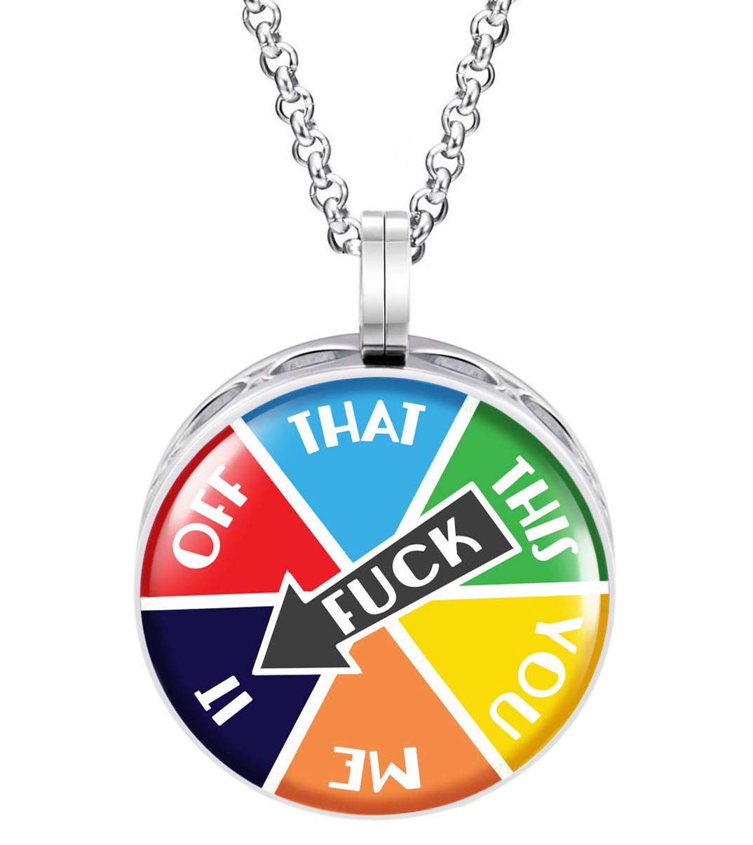 Wild Essentials F Wheel Enamel Finish Essential Oil Diffuser Necklace Gift Set - Includes Aromatherapy Pendant, 24" Stainless Steel Chain, 8 Color Refill Pads