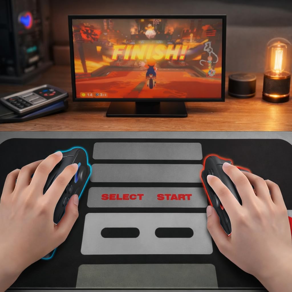 Large Gaming Mouse Pad - NES Retro Controller Desk Mat, 23.6"x11.8" Extended Computer Mousepad with Odorless Rubber Base, Waterproof Micro-Weave Surface for Office, Home & Gamers (Switch 2 Style)
