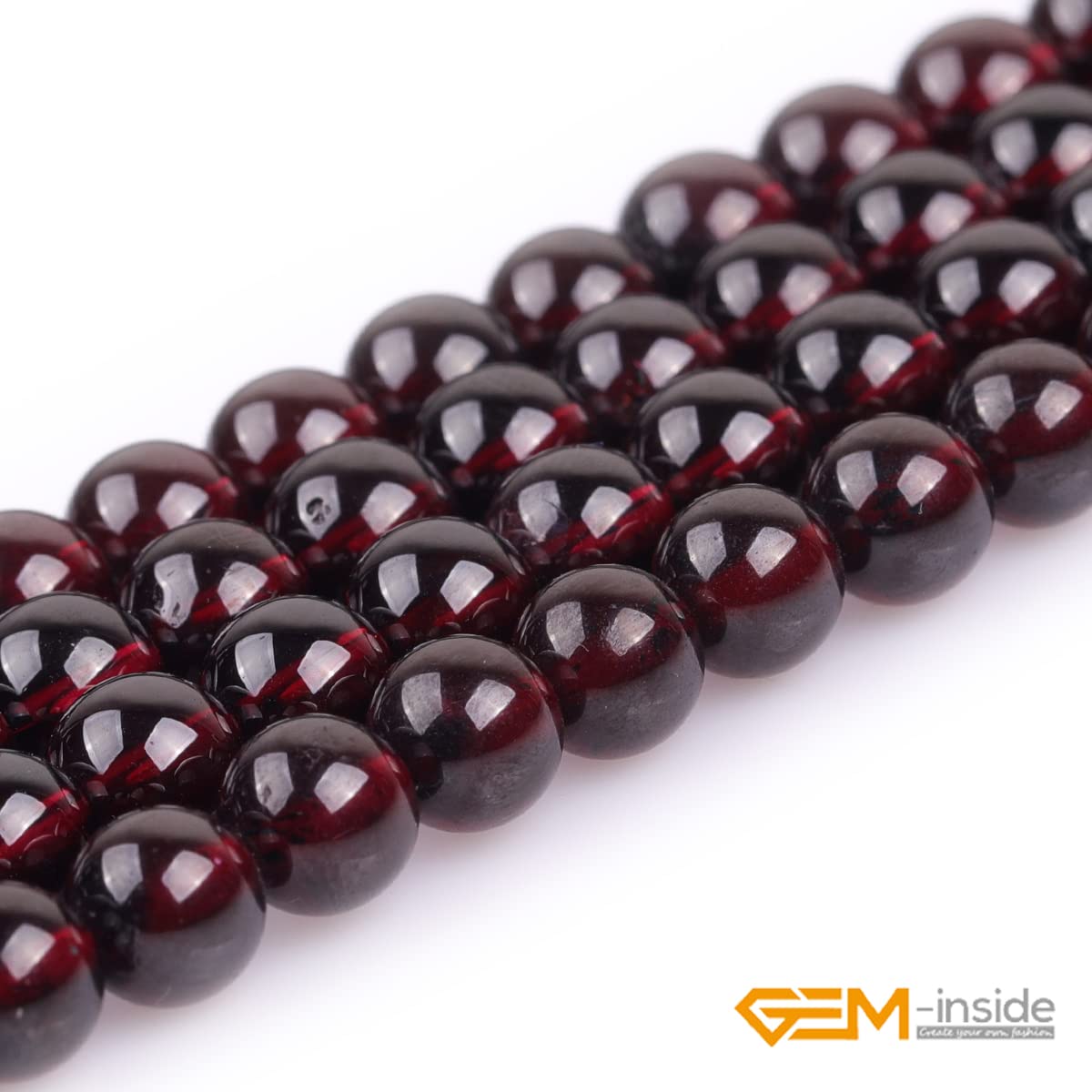 GEM-Inside Garnet Gemstone Loose Beads 8mm Natural AAA Red Round Crystal Energy Stone Power for Jewelry Making 15"