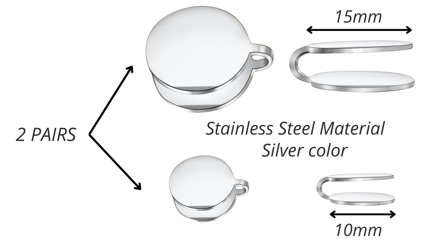 15mm & 10mm Keloid Pressure Earring Set for Women and Men | Clip on Compression Earrings for Swelling (Silver)