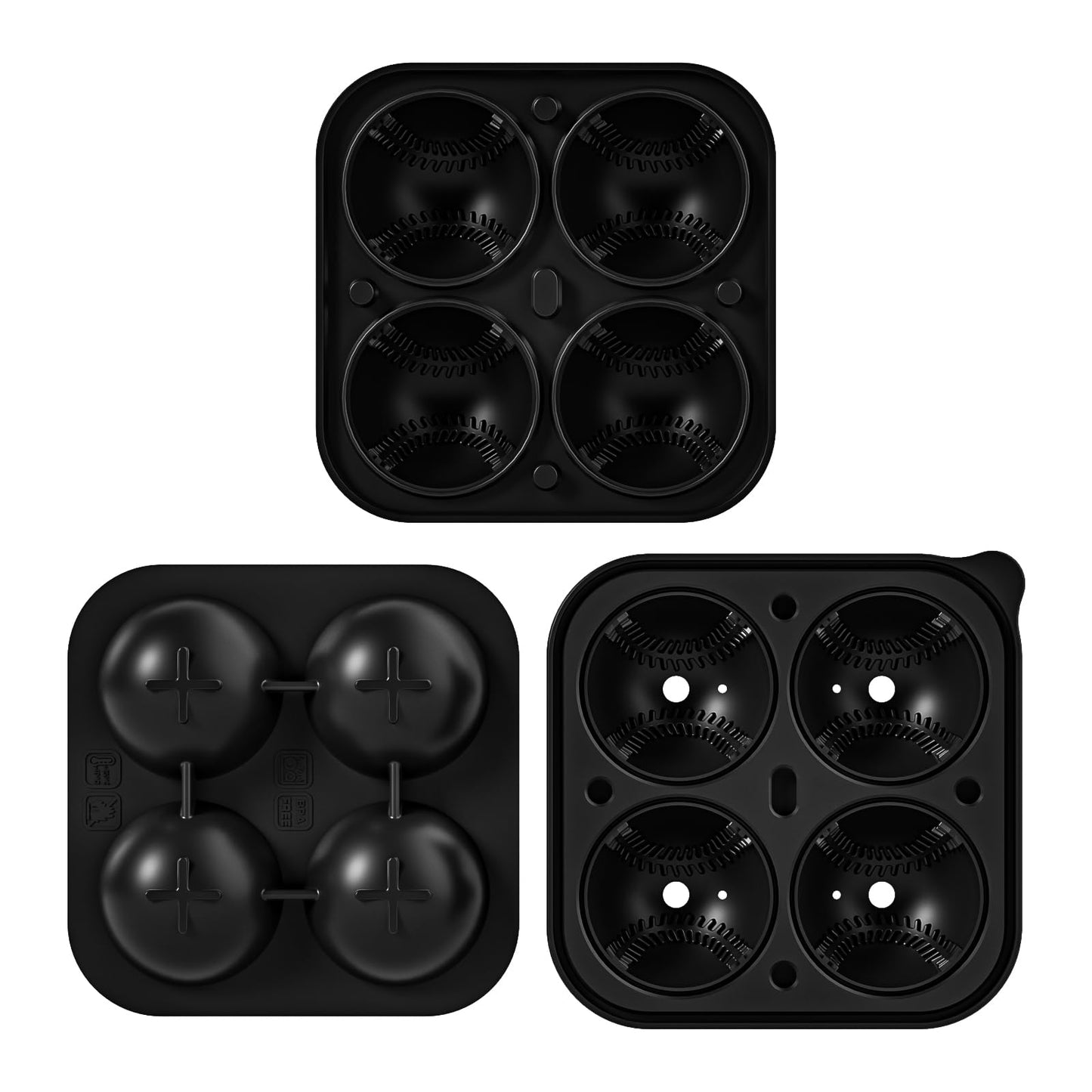 Bangp Baseball Ice Cube Molds,Novelty Baseball Gifts Ball Ice Maker Mold,2.2" Large Sphere Round Ice Cube Mold,Fun Shapes Large Whiskey Ice Cube Tray for Cocktails,Bourbon