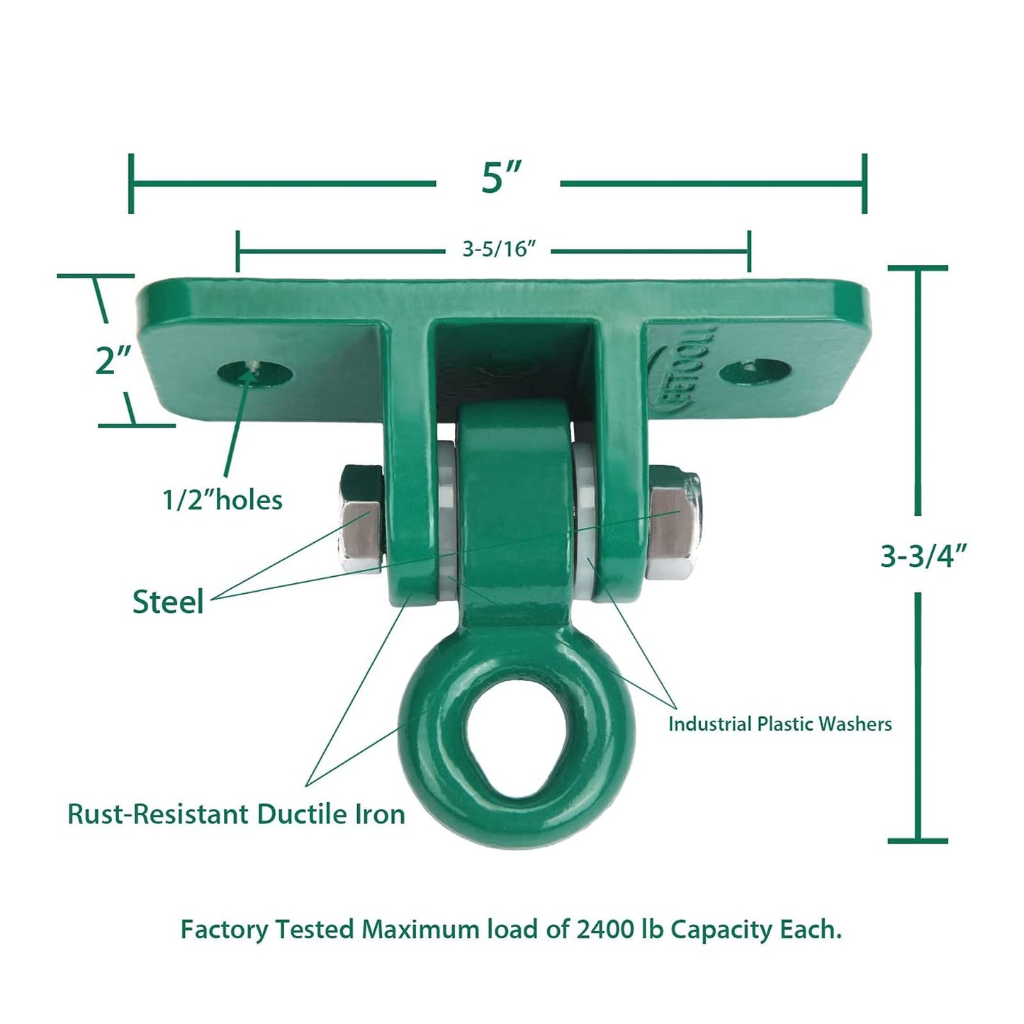 BETOOLL Heavy Duty Swing Hanger Set 10000 lb Capacity for Indoor Outdoor Playground Swing Sets Pack of 4 Green