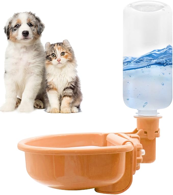 VANNON Gravity Pet Water Bowl, 16oz Anti-Splash Crate Dispenser, Blue
