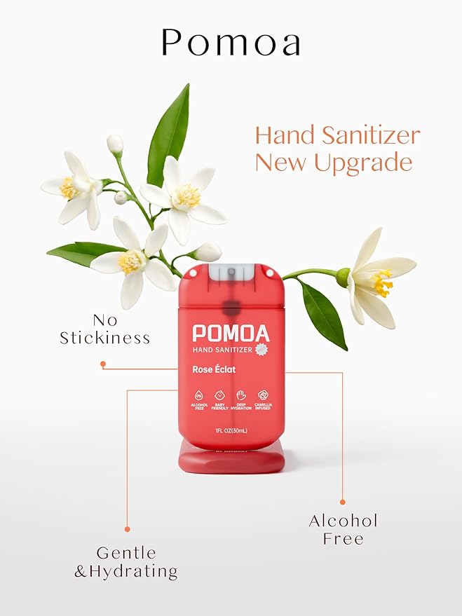 Alcohol Free Hand Sanitizer Spray, Non Irritating, Hydrating and Non Greasy, Gentle Fine Mist, Travel-Friendly Pocket Size 1 Fl Oz, Rose Eclat