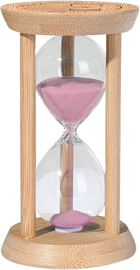 Wood Sand Timer,2 Minute Hourglass,Mini Bamboo Sandglass Timer 2 Min,Unbreakable Sand Clock for Toothbrush Timer,Game,Gift,Pink