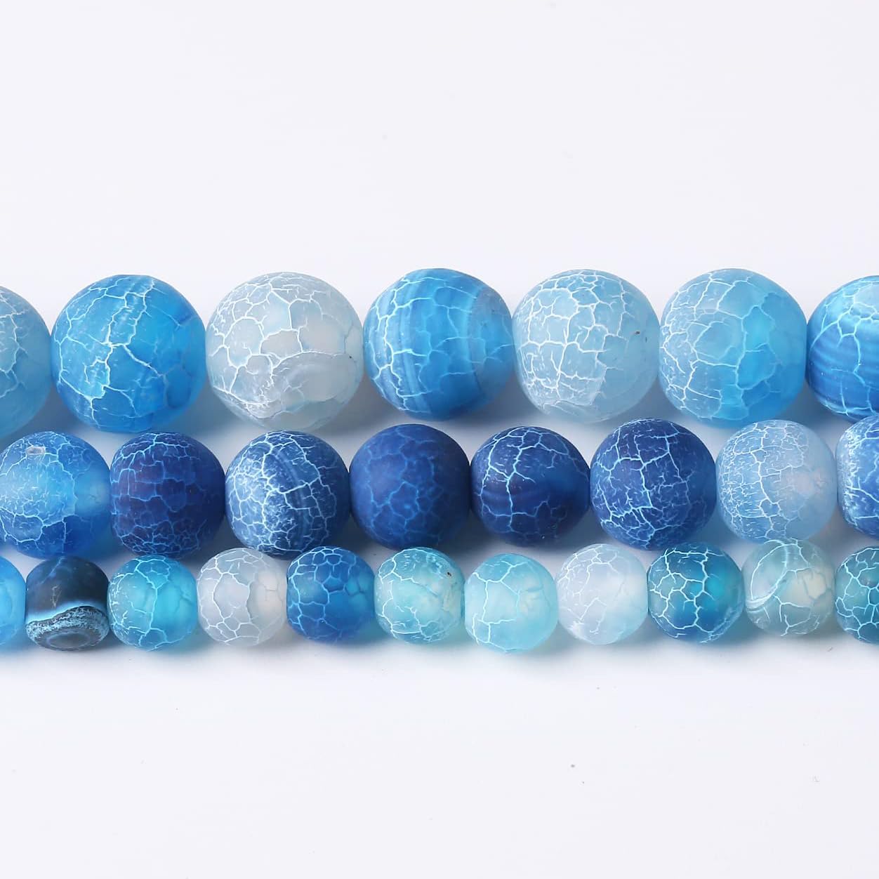 60PCS 6MM Blue Frosted Agate Stone Beads Energy Healing Beads for DIY Jewelry Bracelet Necklace Making for Jewelry Making15Inch…