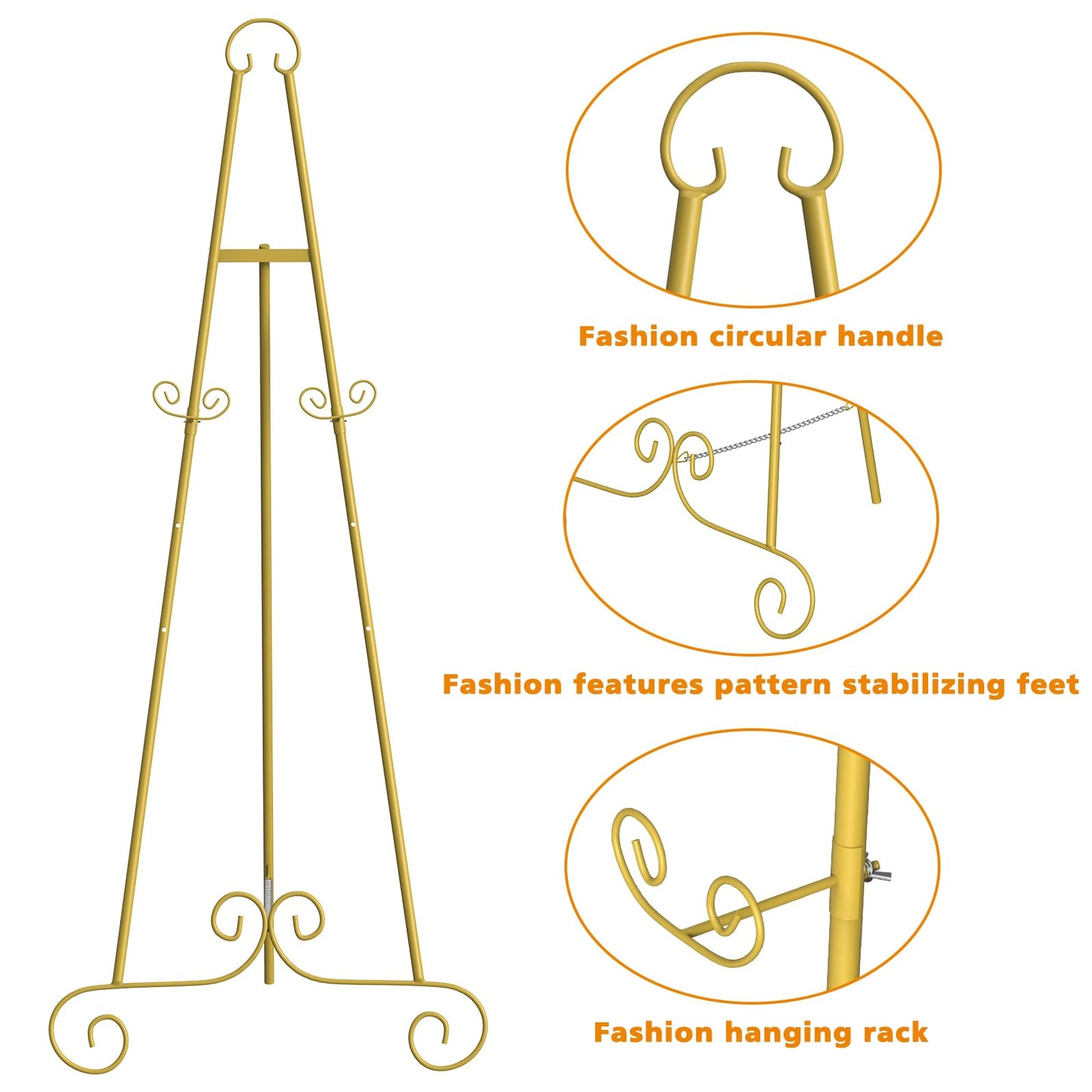 Gold Easel Stand for Sign,Adjustable Easel Dispaly Stand, Metal Easels for Dispalying Pictures,Easels for Wedding Poster Holder,Display Stand with Chain Support