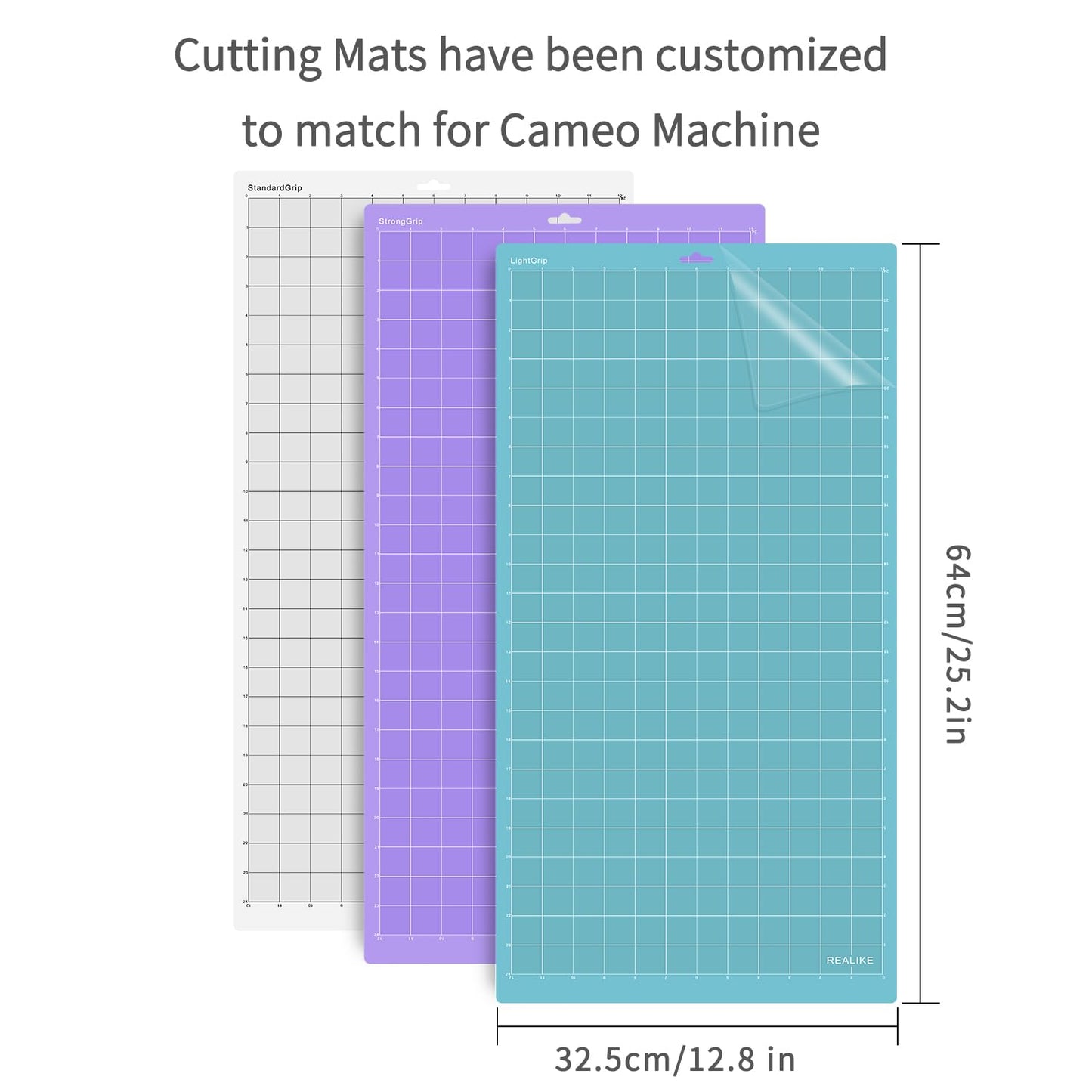 REALIKE 12x24 Cutting Mat for Silhouette Cameo 5/4/3/2/1(3 Mats - StandardGrip, LightGrip, StrongGrip), Variety Adhesive Cricket Cut Mats Replacement Accessories for Silhouette Cameo