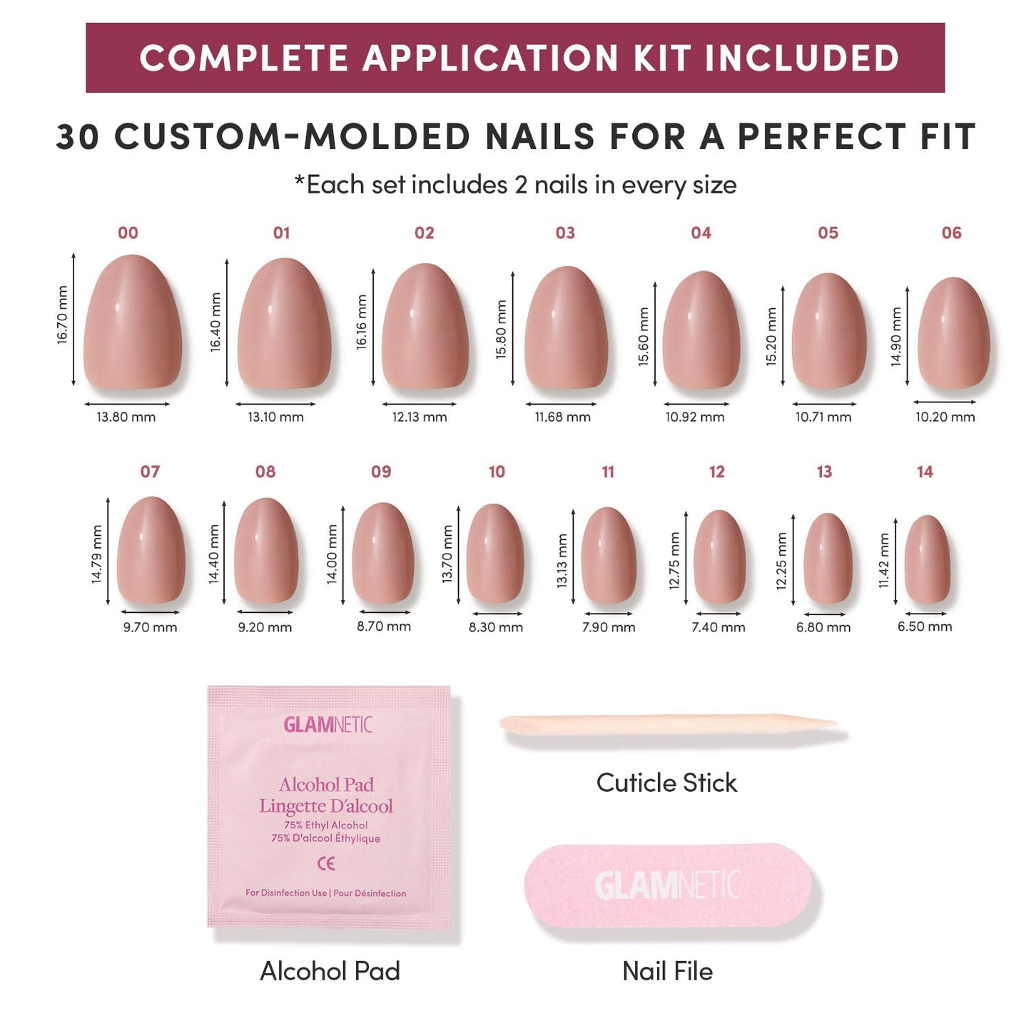 Glamnetic Quick Press Mani - No Glue Press On Nails, Just Peel and Stick, Oval Extra Short Nails, Mess Free, Salon Quality Stick On Nails, Teddy | in 15 Sizes - 30 Nail Kit