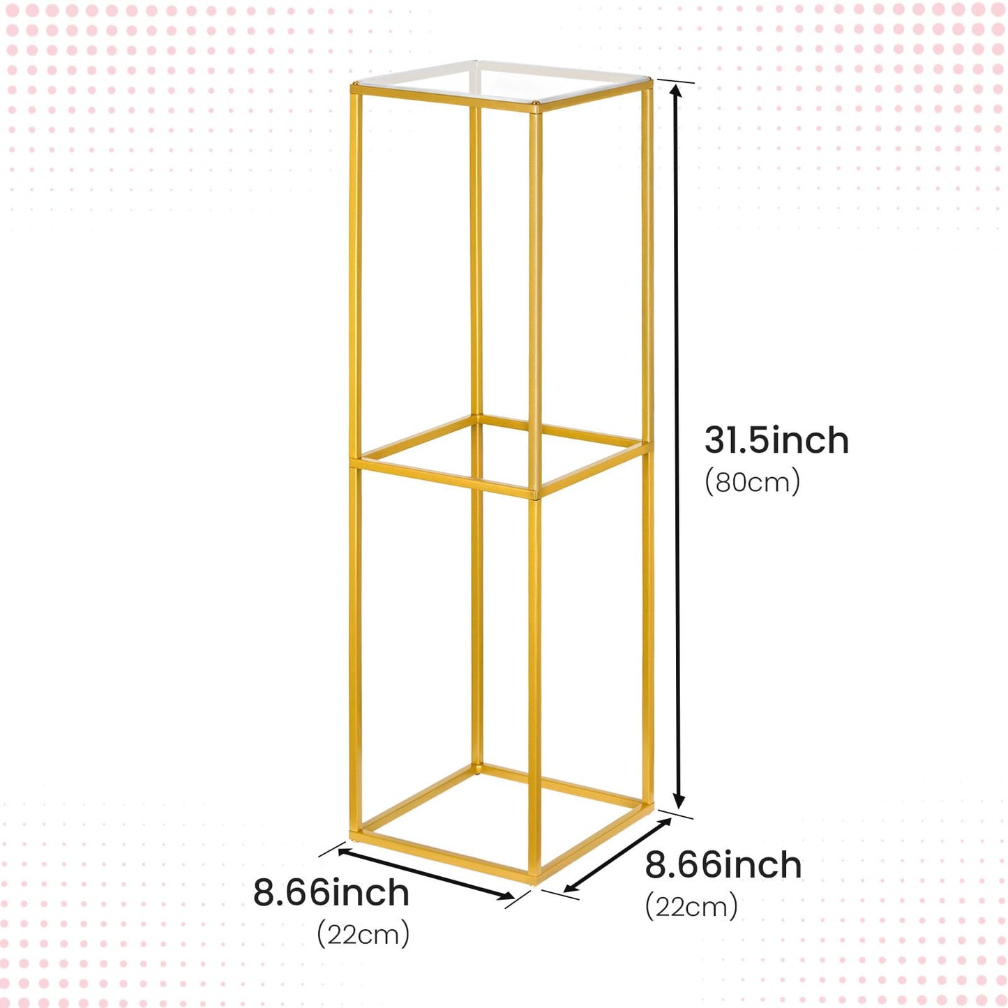 YALLOVE 2 Pcs 31.5 Inch Metal Flower Stand, Gold Centerpieces Vases Stand With Clear Acrylic Sheets, Geometric Display Rack for Wedding Party Decorations