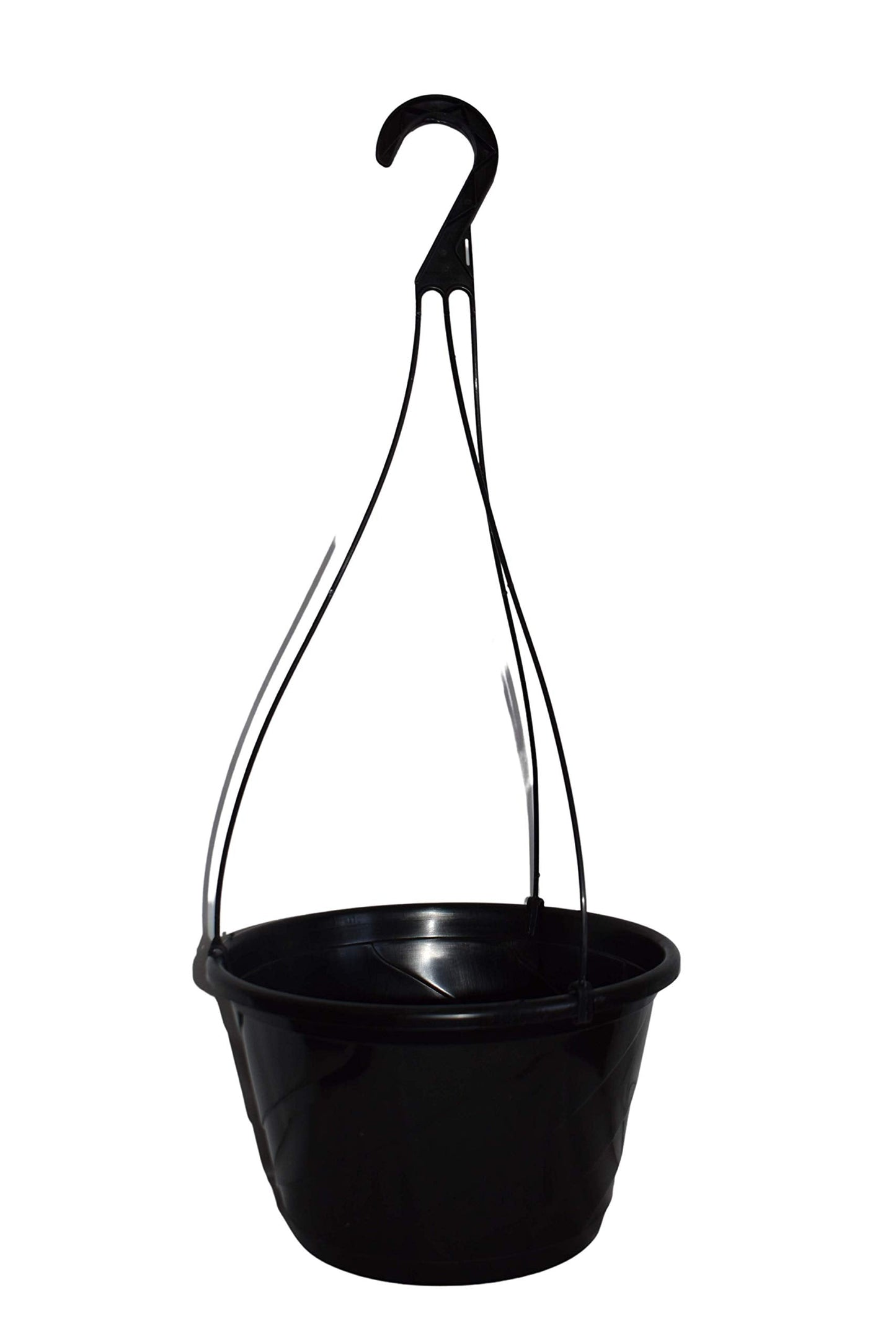 Landmark Plastics 10" Diameter Black Contempo Swirl Hanging Basket (5)
