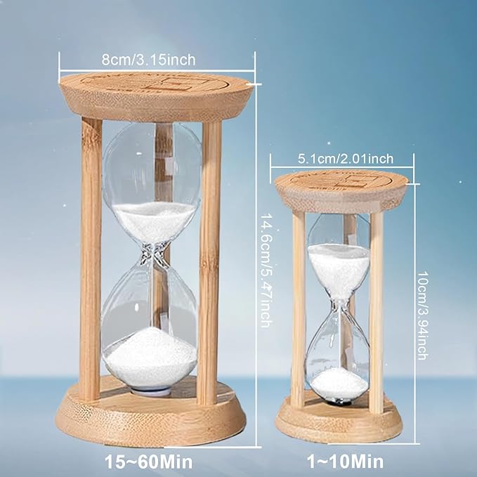 10 Minute Hourglass, Wood Sand Timer, Mini Sand Watch 10 Min,Unbreakable Sandglass, Teachers Classroom Time, Toothbrush Timer, White