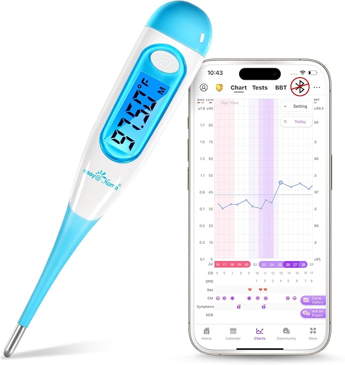 Easy@Home Pregnancy Test Sticks + Easy@Home 50 Ovulation Test Predictor Kit + Cups + Easy@Home Digital Basal Thermometer