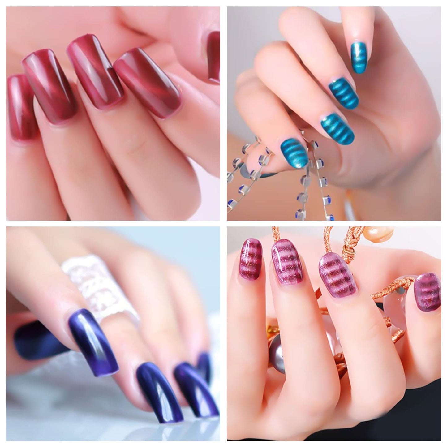 SILPECWEE 15Pcs Nail Magnet Set Cat Eye Gel Nail Polish Magnet Wand Magnetic Nail Polish Cat Eye Magnet for Nails Cat Eye Magnets Sticks Nail Design Tools Nail Art