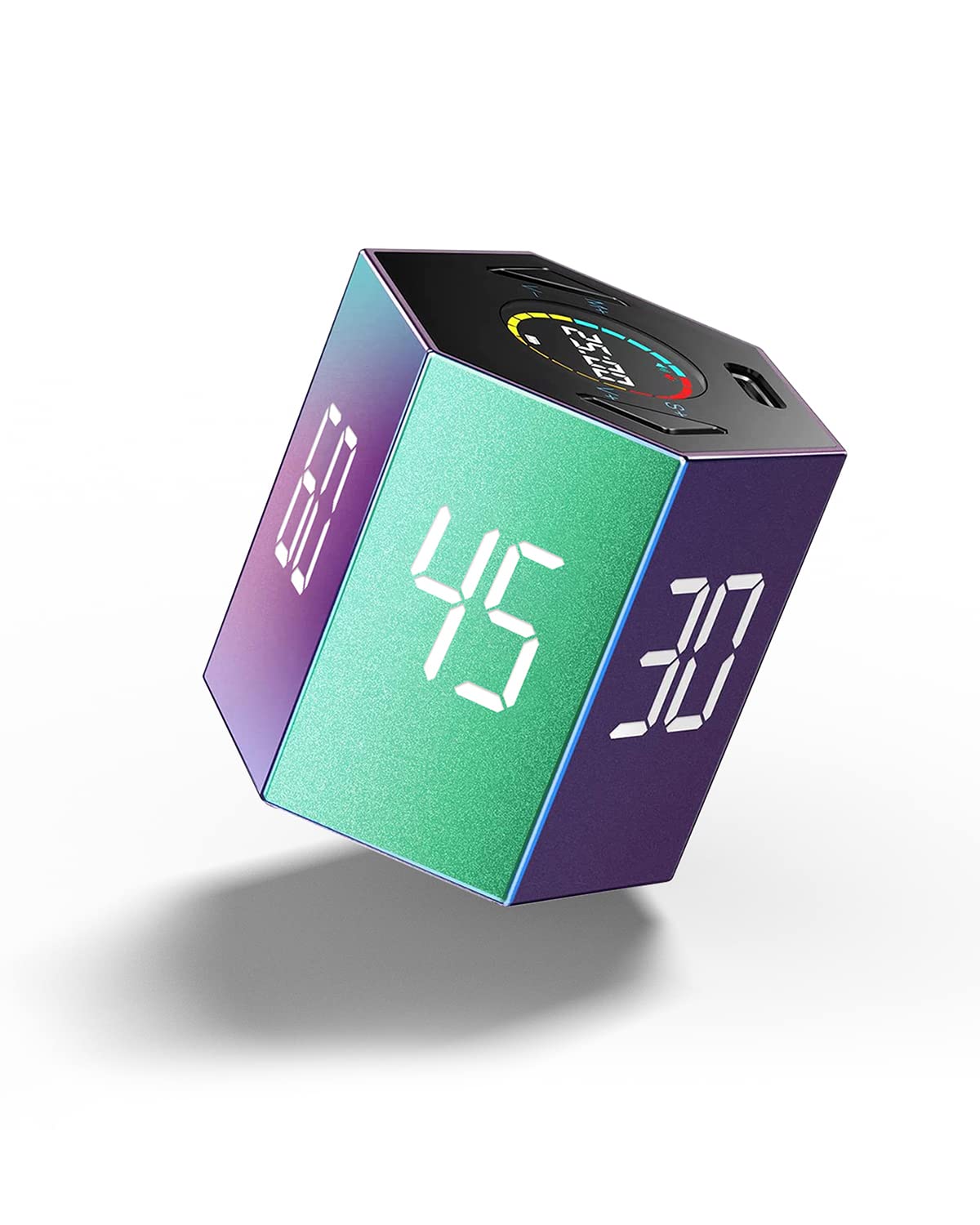 Ticktime Pomodoro Timer, Productivity Timer Cube, 5/15/25/30/45/60 Min Presets, Custom Countdown & Stopwatch 1s–99m59s, Sound/Vibration/Silent, Magnetic, Rechargeable, for ADHD Study Work,Violet