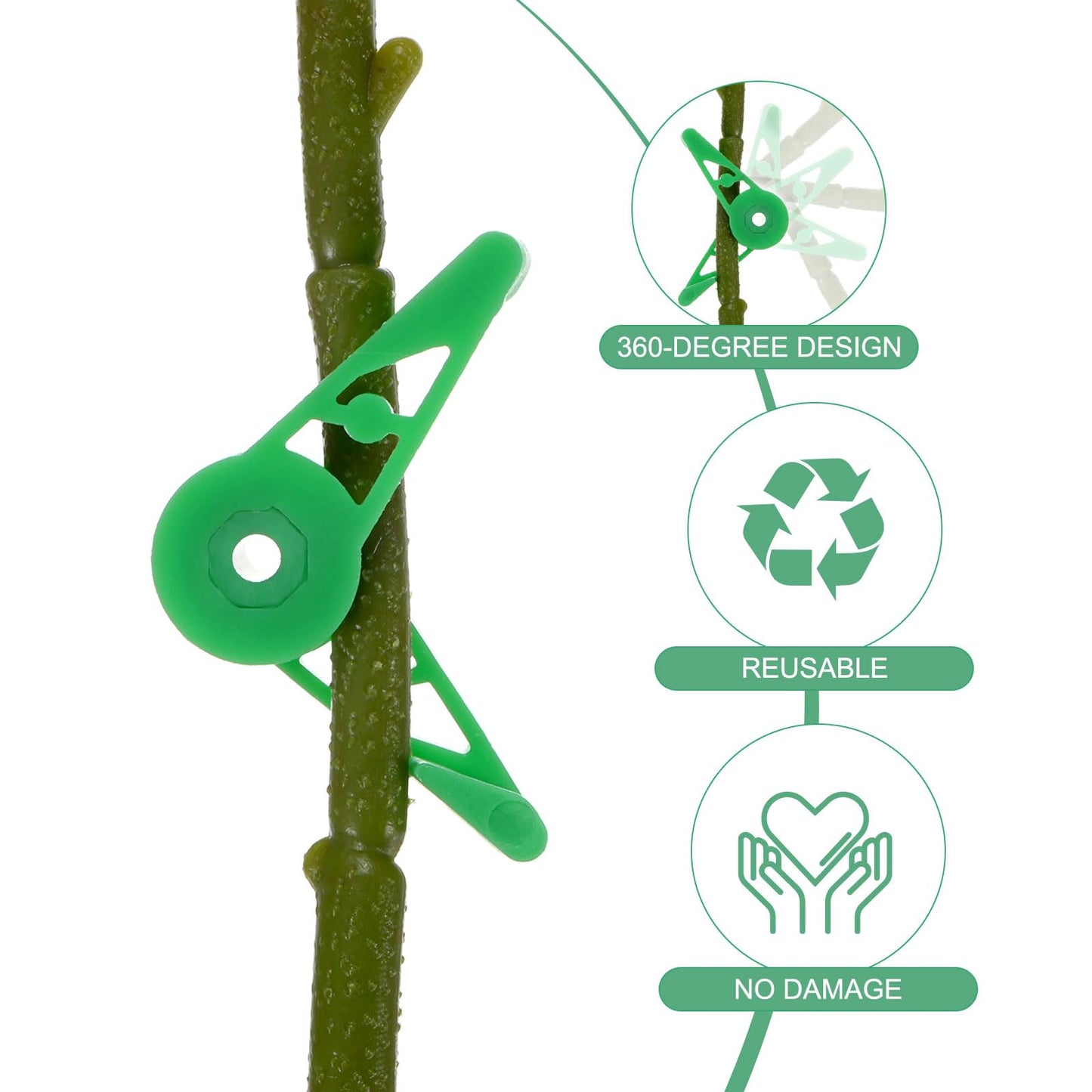 M METERXITY 60-Pack Adjustable Plant Clips, 360 Degree Plant Training Clips, Plant Stem Bender Training Clips for Low Stress Training/Plant Ties/Gardening Accessories [Green]