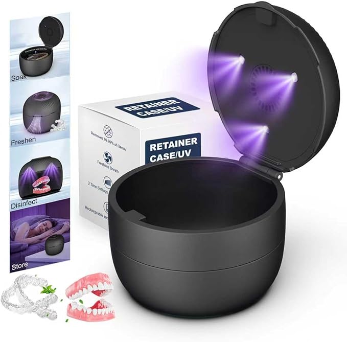 All-in-One Denture & Retainer Case with Soaking, Freshening, Sanitization and Storage Functions – Complete Clean Care Solution for Dentures, Mouth Guards, Night Guards and Retainers