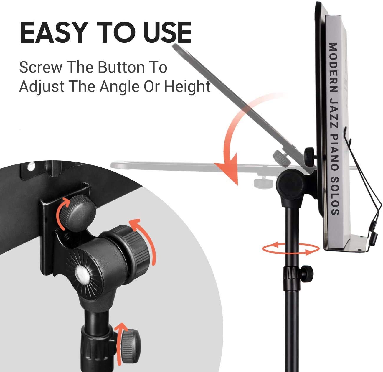 CAHAYA Music Stand for Sheet Music - Dual-use Converts to Desktop Stand Portable& Foldable 31.4-57in Height Adjustable Sturdy to Holds Thick Book or Tablet Include Carrying Bag Sheet Music Folder Clip