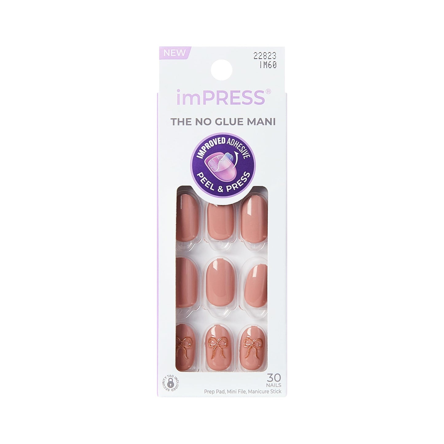 Kiss Impress No Glue Mani Press On Nails, Design, 'Close to you', Pink, Short Size, Oval Shape, Includes 30 Nails, Prep Pad, Instructions Sheet, 1 Manicure Stick, 1 Mini File