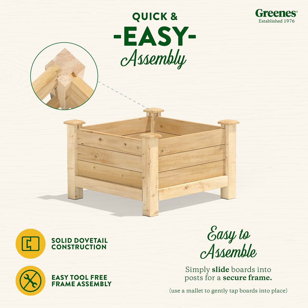 Greenes Fence Premium Cedar Elevated Planter, 24" x 24" x 17" (3/4" Thick) - Made in USA with North American Cedar