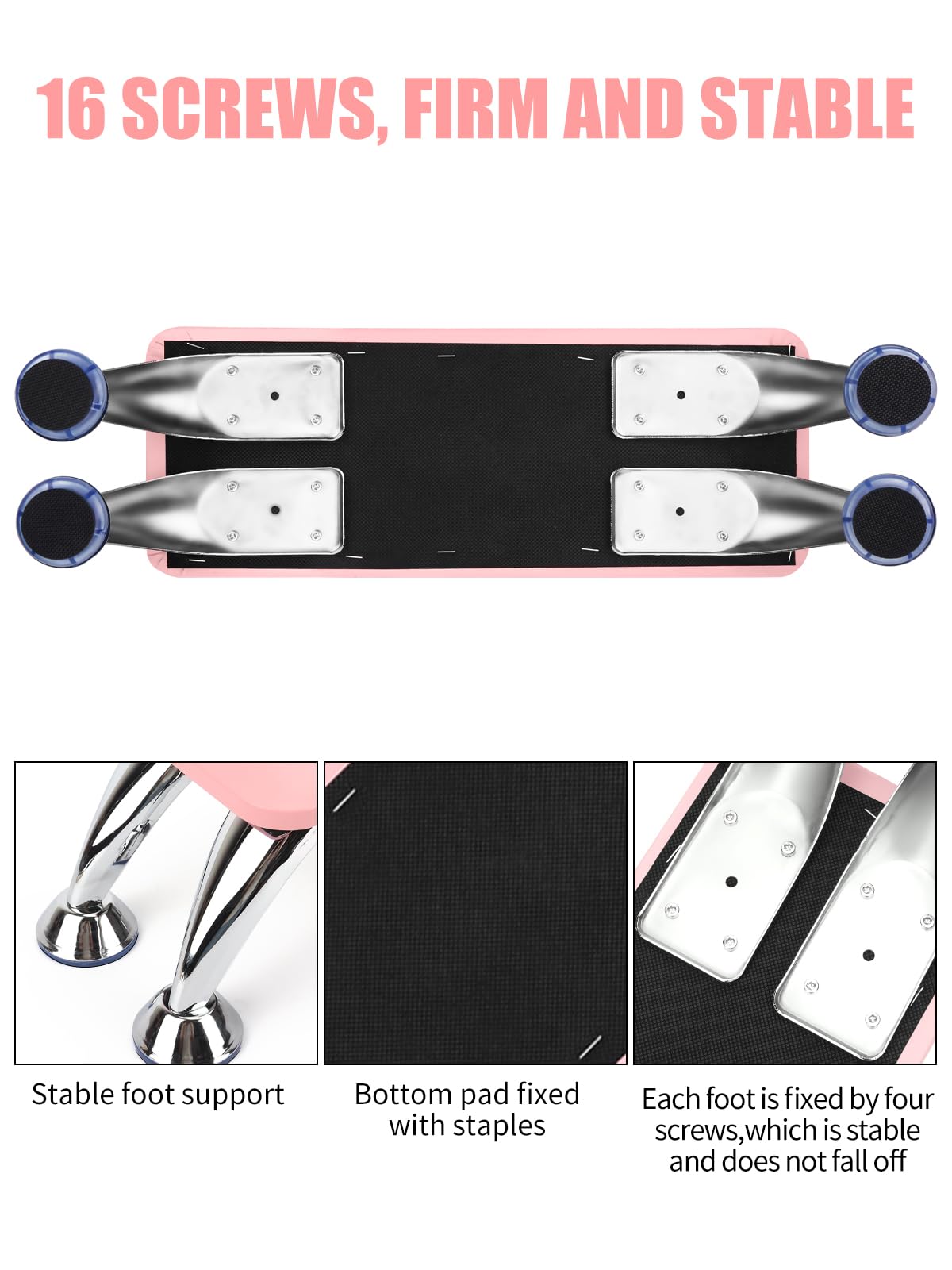 Nail Arm Rest for Acrylic Nails, Microfiber Leather Nail Hand Rest Cushion for Nails, Soft Hand Pillow Footstool with 4 Stainless Steel Stand Thick Sponge Nail Arm Rest Pillow for Nail Tech Use (Pink)
