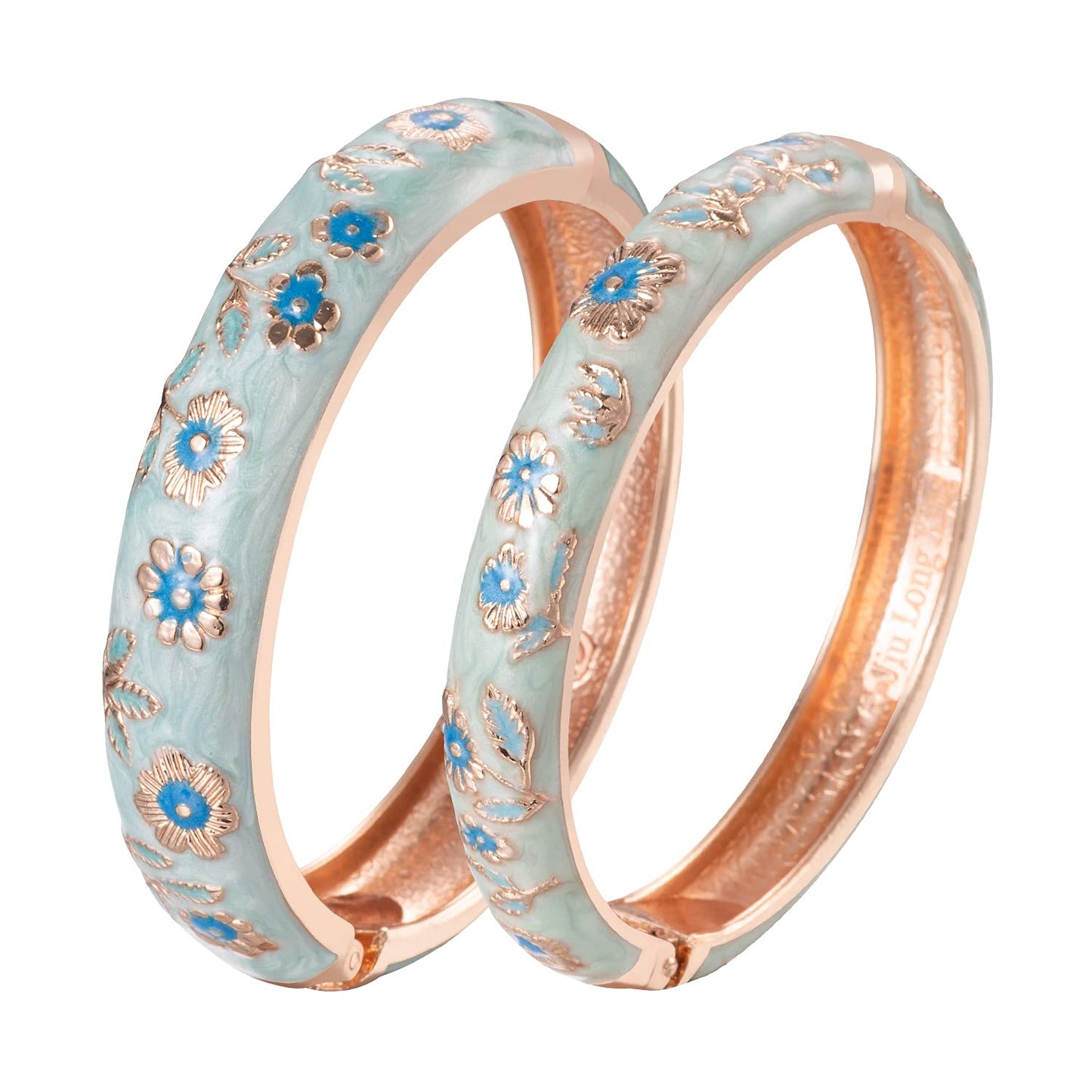 UJOY Cloisonne Bangles Gorgeous National Floral Panda Set Enameled Gold Plated Handcrafted Bracelets Jewelry Gifts 55C36 light blue