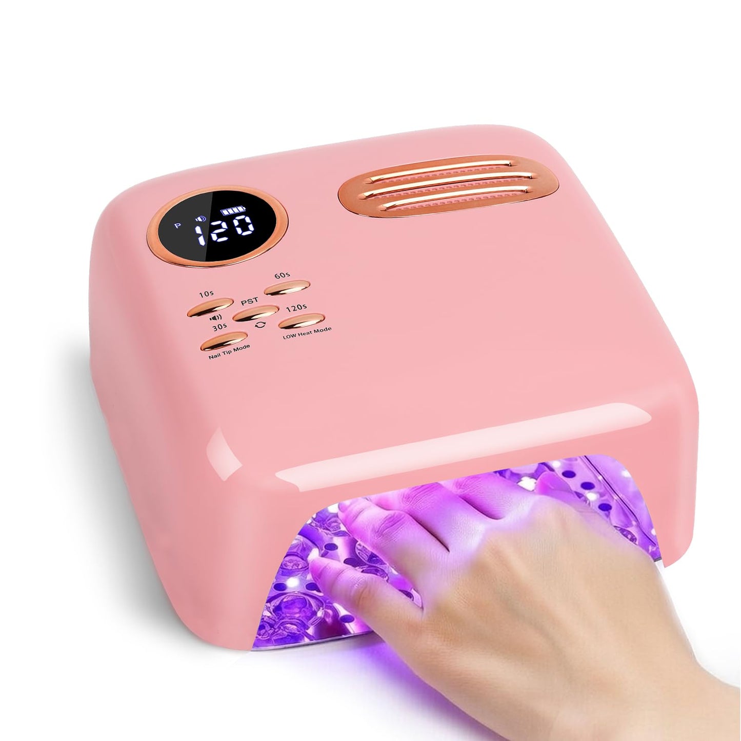 VANIRXELTO Cordless UV LED Nail Lamp - 72W Rechargeable Gel Nail Dryer with Patented Replaceable Light Board - Extra Spare Panel Included - Professional Wireless Curing Lamp for All Gels & Salon