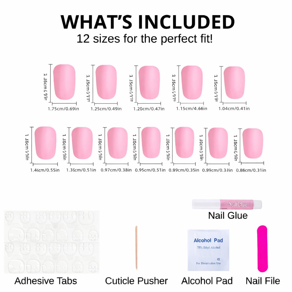 The Beauty Palace Blush Pink Press On Nails – Short Square Oval Shape, Almost Round, Glossy Finish, 24 Nail Pieces Set