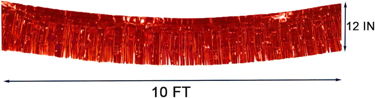 6 Packs 10 Feet Foil Fringe Garland Metallic Foil Tinsel Fringe Garland Wall Hanging Fringe Banner for Parade Floats, Wedding, Christmas，Birthday Party Halloween Decor (Red)