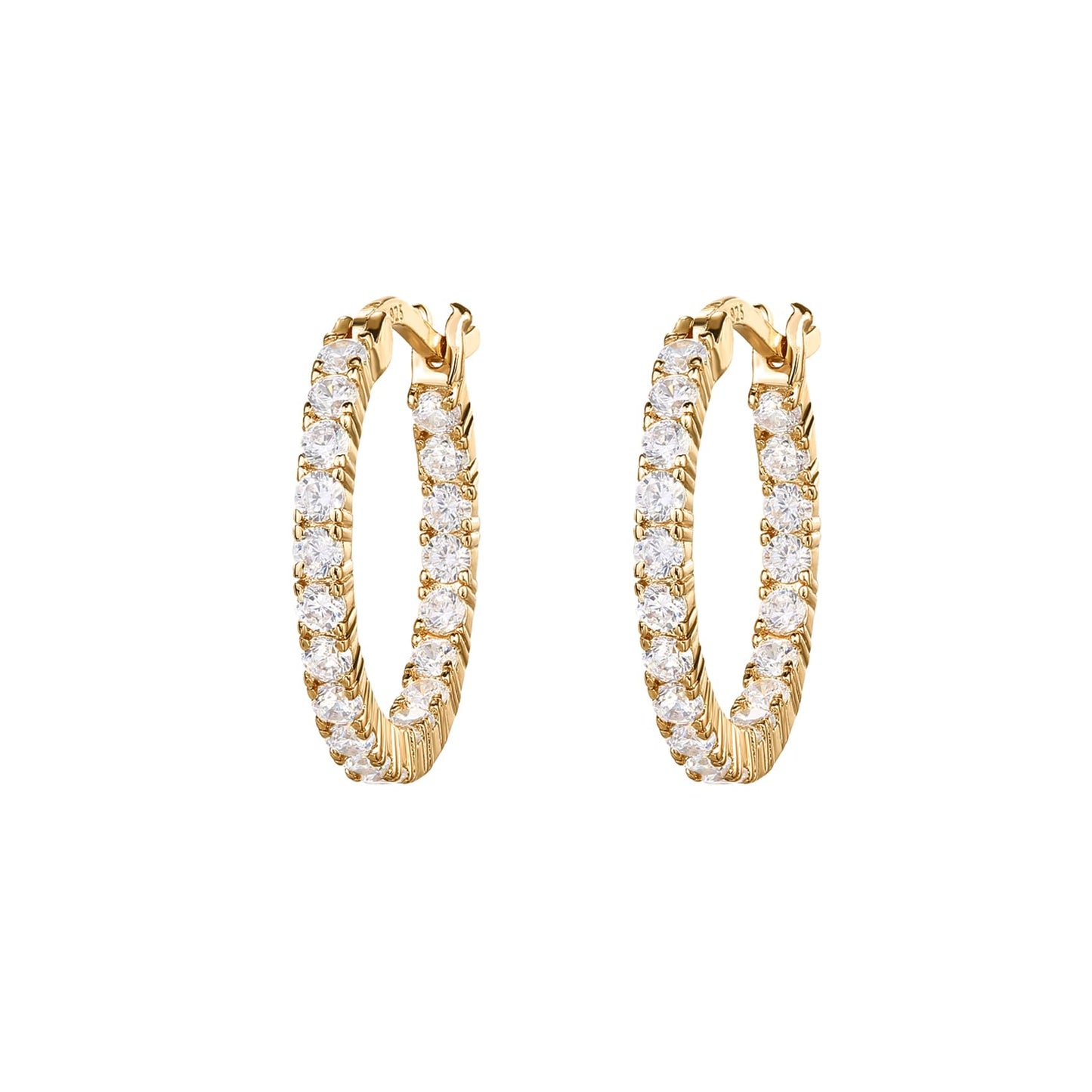 PAVOI 18K Gold Plated 925 Sterling Silver Post Cubic Zirconia Hoop Earrings (20.00, Yellow Vermeil)