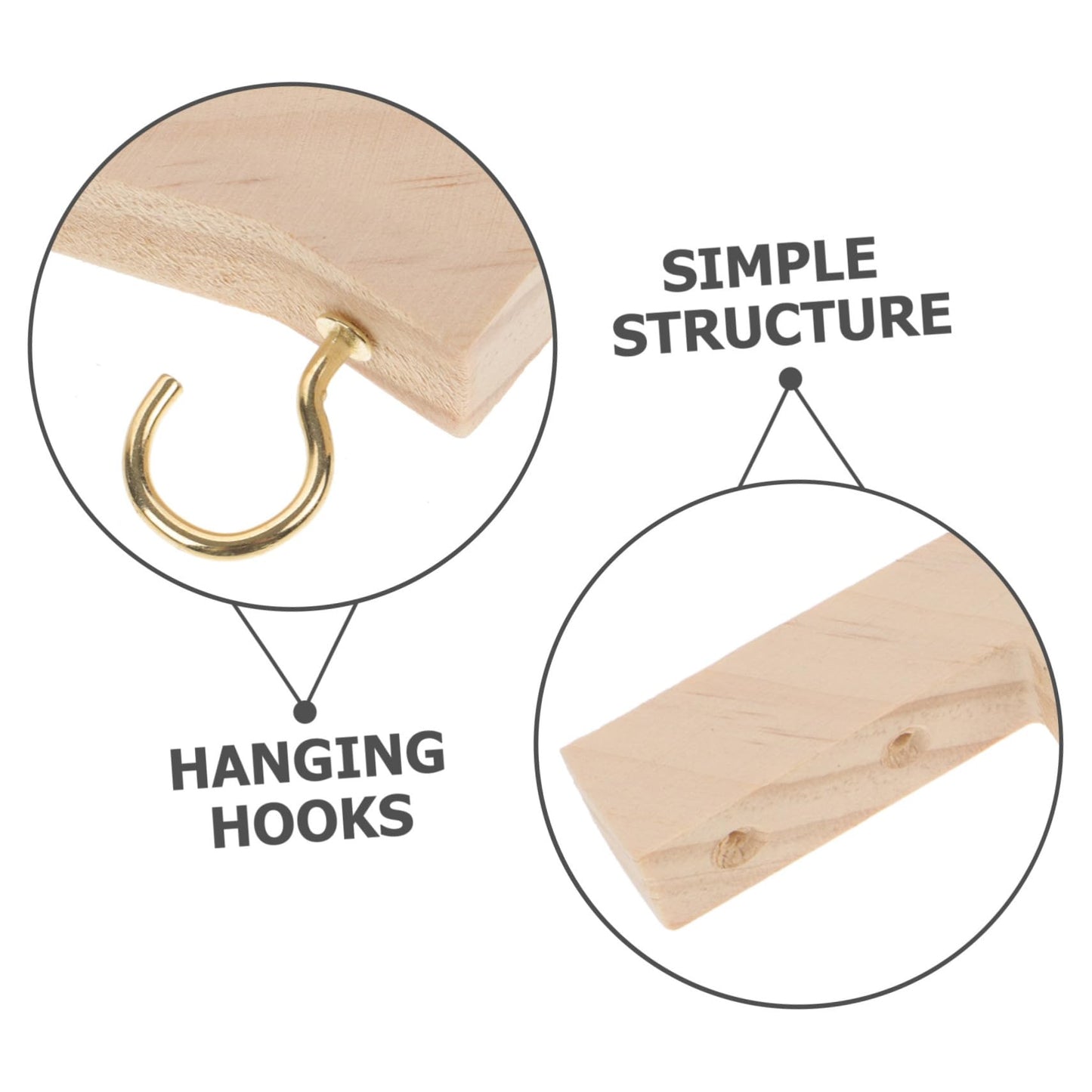 BESPORTBLE 2pcs Hanging Plant Hooks Wooden Plant Hanger for Indoor and Outdoor Decor Easy Install Wall-Mounted Bracket for Lanterns String Lights and Wind Chimes