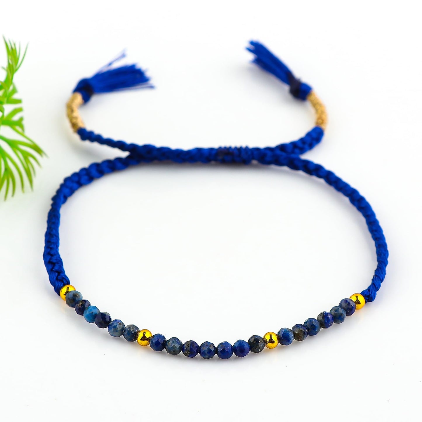 GEMSYMPHONY Lepis Lazuli Gemstone Beads Braided Bracelet – 3.5mm Natural Stone Beads, Handmade Adjustable Braided Rope Bracelet, Healing Crystal Jewelry for Men & Women, Unisex Boho Gift