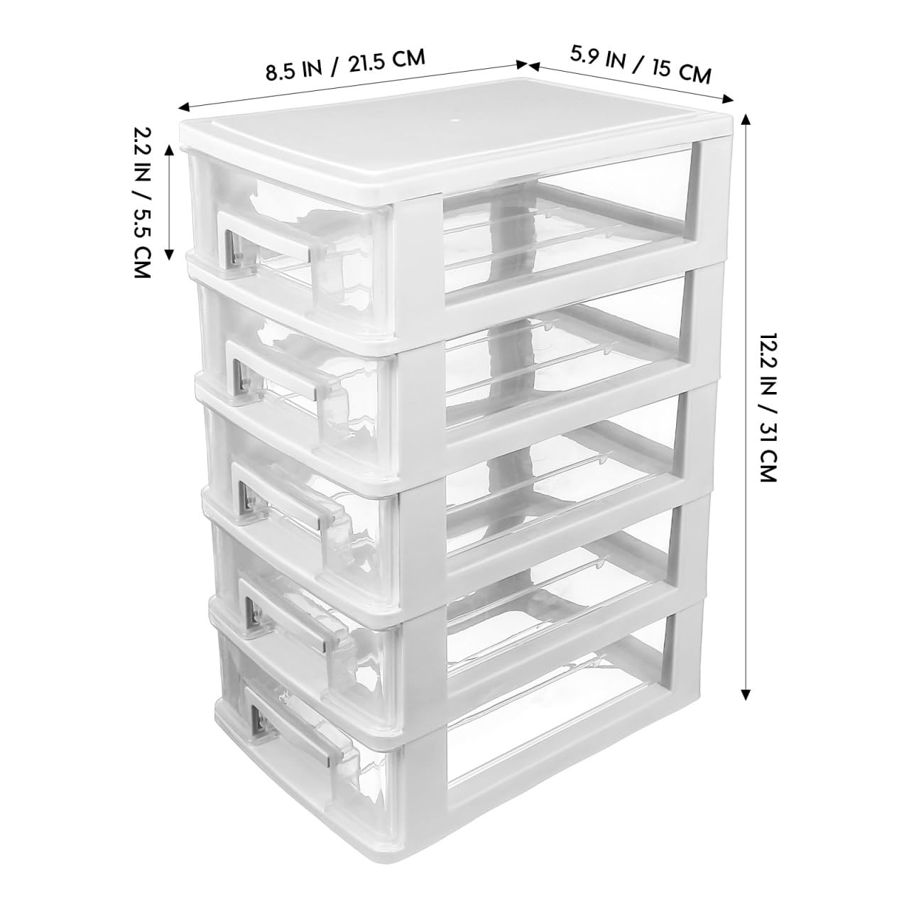 Kisangel Multifunctional 5-Layer Transparent Plastic Drawer Storage Cabinet 12.36X8.30X5.98In Portable Desktop Organizer for Office Study Living Room Sundries Storage