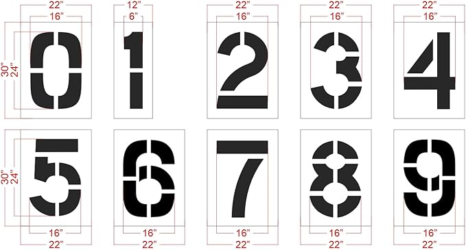24" Wide Amazon Number Kit Stencil - Parking Lot Pavement Stencils - 1/16" (.063") Light-Duty LDPE - Number 7