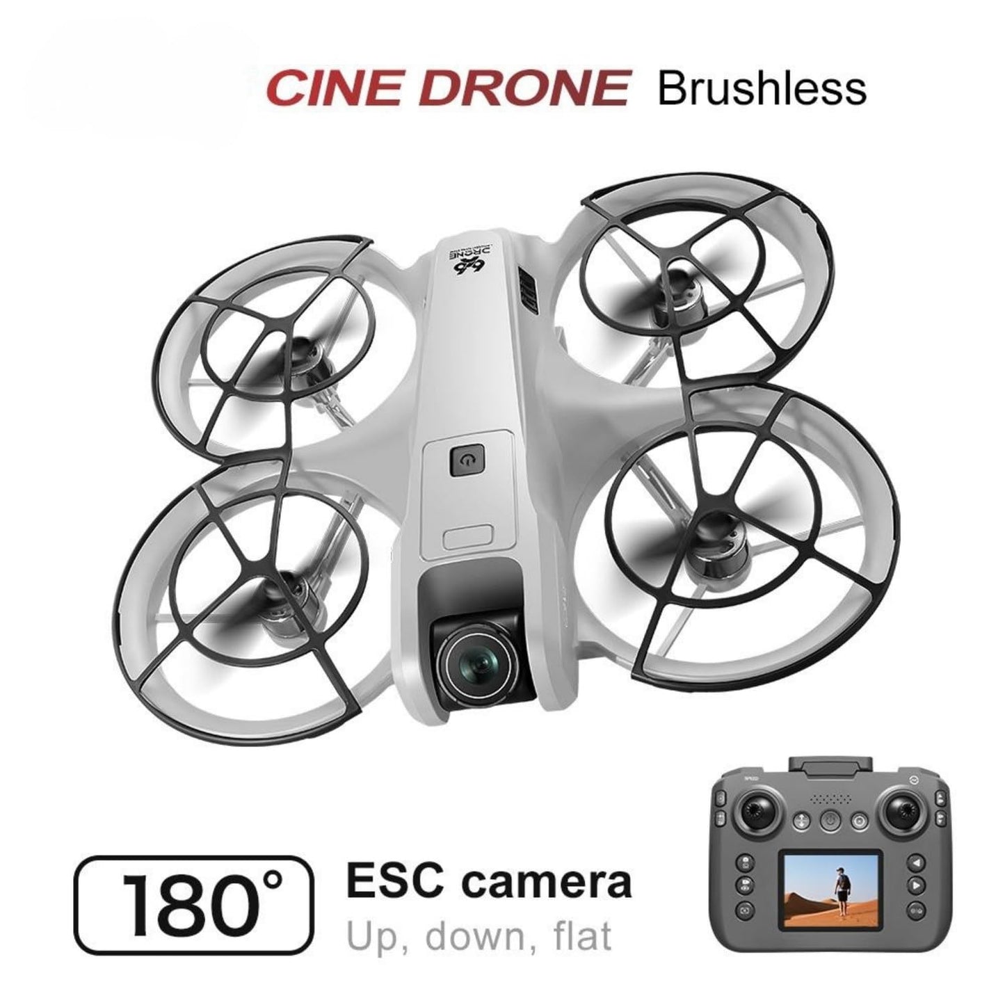 RC Drone With Display Screen, Airplane Helicopter With Dual Cameras (180° Adjustable), 360° Propeller Protection,Optical Flow Positioning, Brushless Motor, One Key Takeoff/Landing, Headless Mode, Emergency Stop,Tail LED Light, Waypoint Flight, Lateral Fli