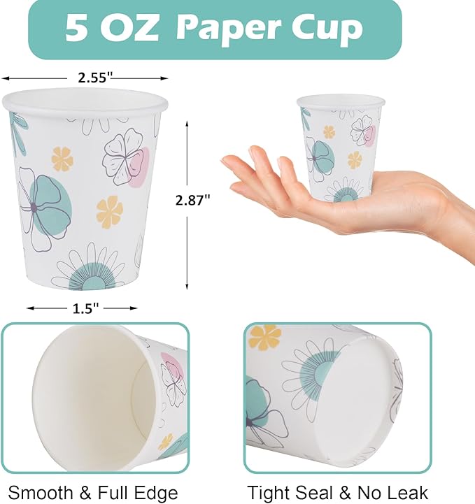 Lamosi 5 oz Paper Disposable Cups 300 Pack, Small Bathroom Mouthwash Drinking Cup for Water, Coffee, Sample, Tasting and Dessert