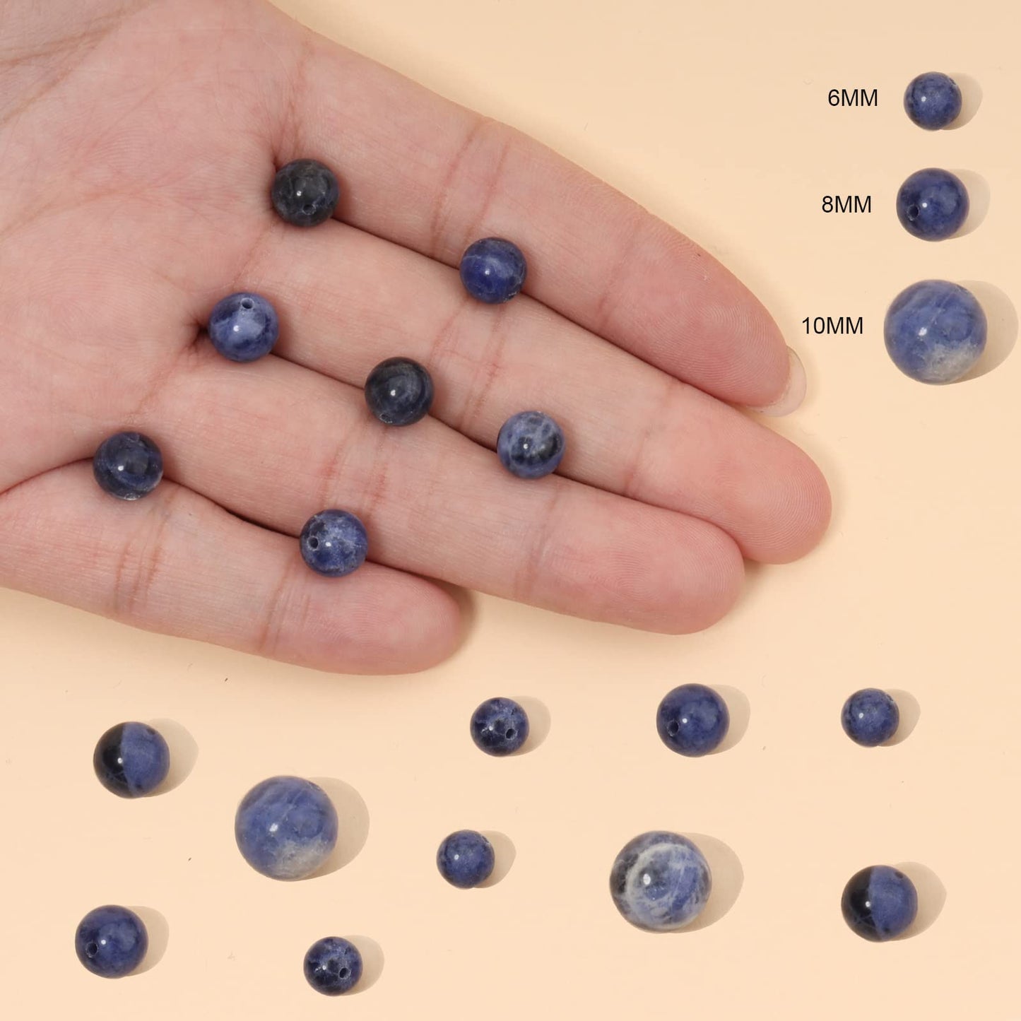 45pcs 8mm Natural Stone Beads Blue Sodalite Beads Energy Crystal Healing Power Gemstone for Jewelry Making, DIY Bracelet Necklace