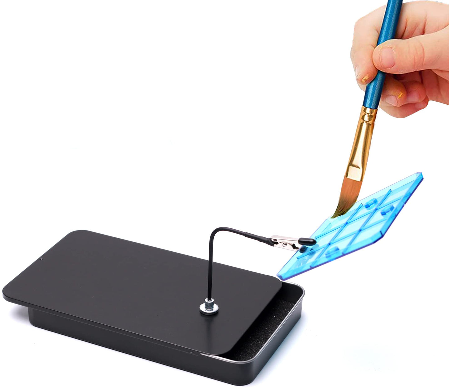 Maptipjoy Metal Painting Stand Base Holder and 12PCS Magnetic Bendable Alligator Clip Sticks Set Modeling Tools for Airbrush Spray, for Gundam Hobby Model Parts Assemble…