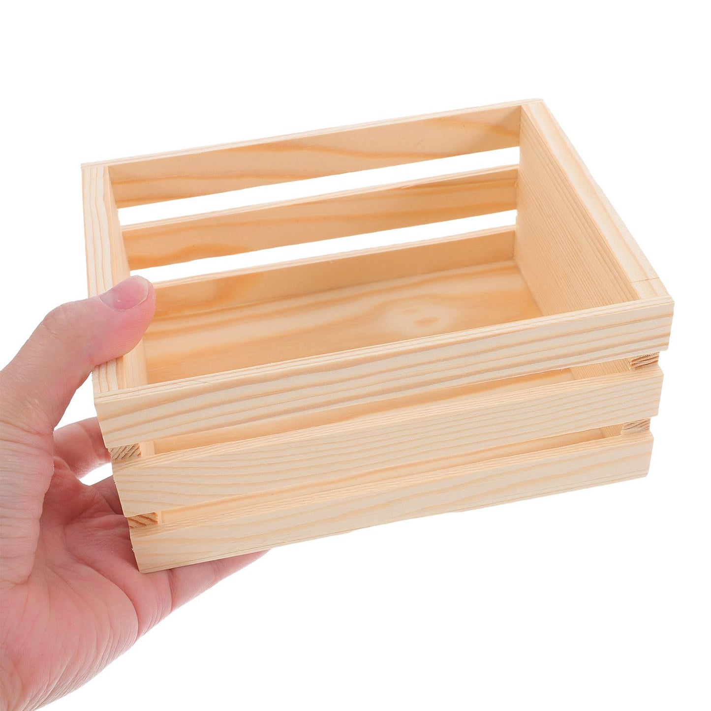 JHKNNK Mini Pine Wood Crate, Artistic Hollow Wooden Storage Box, Unfinished, Compact Decorative Organizer for Study, Office, Bedroom, in