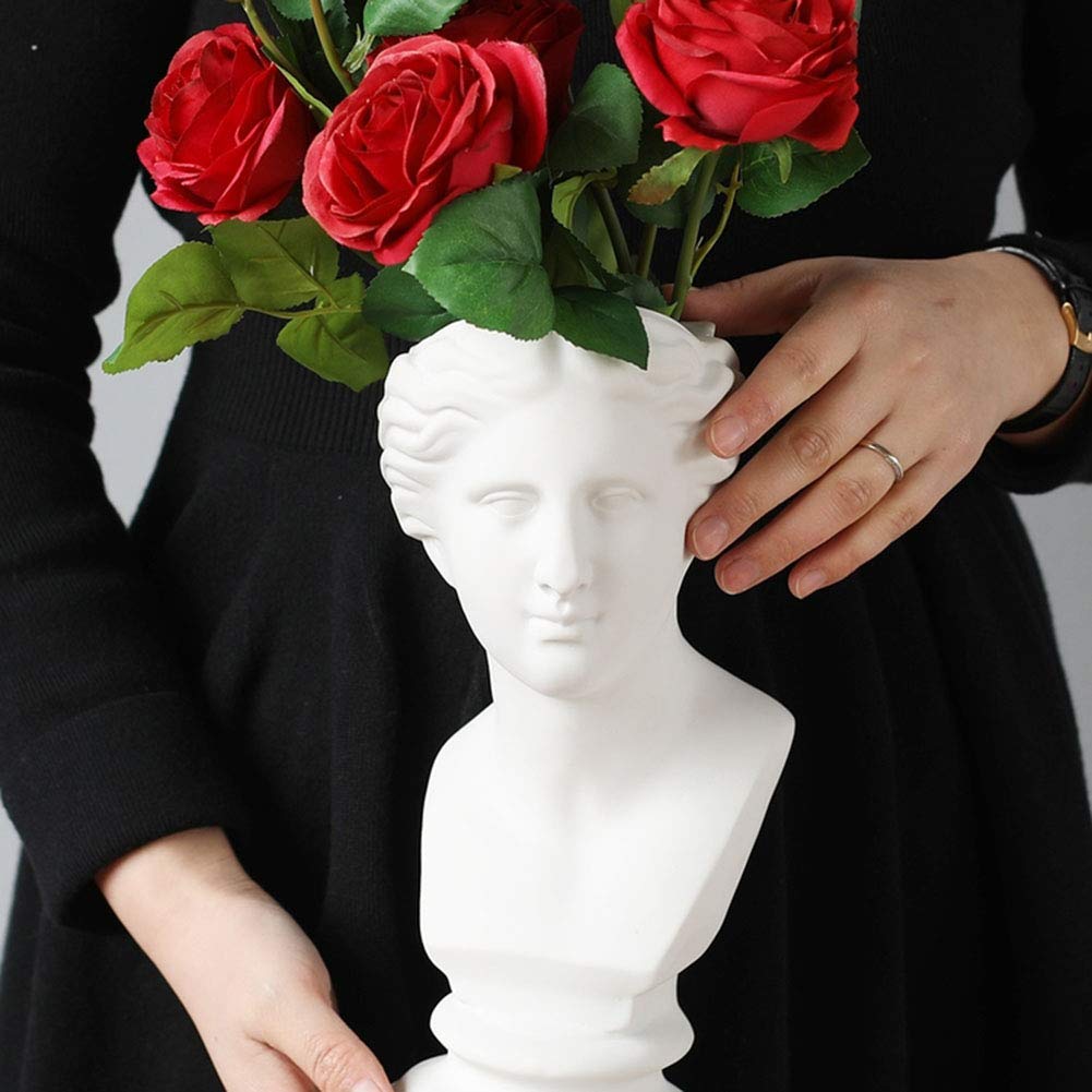 3UOOWWFA Head Planter, Resin Succulent Planter Greek Statue Lady Vase for Indoor Outdoor Decoration-d 18x28cm(7x11inch)