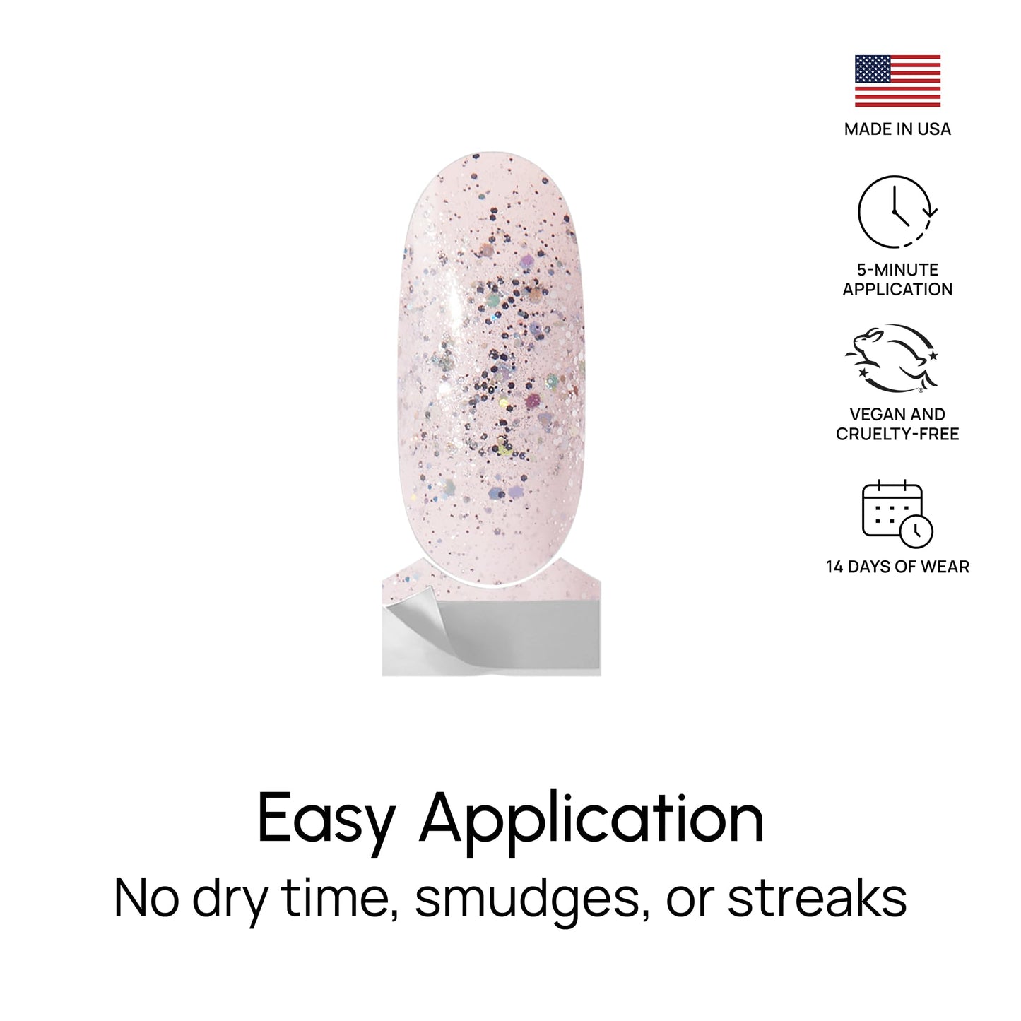 Color Street - Girl's Best Friend - Pale Pink Glitter Nails with Silver Sparkle, Real Nail Polish Strips, Glam Style Manicure - 16 Double-Ended Strips